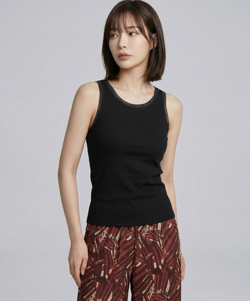 LEPSIM（レプシィム）の「チュールドッキングタンク　661885（タンクトップ・レディース・オフホワイト/ライトグリーン/ブラウン/ブラック・FREE）」の14枚目の写真