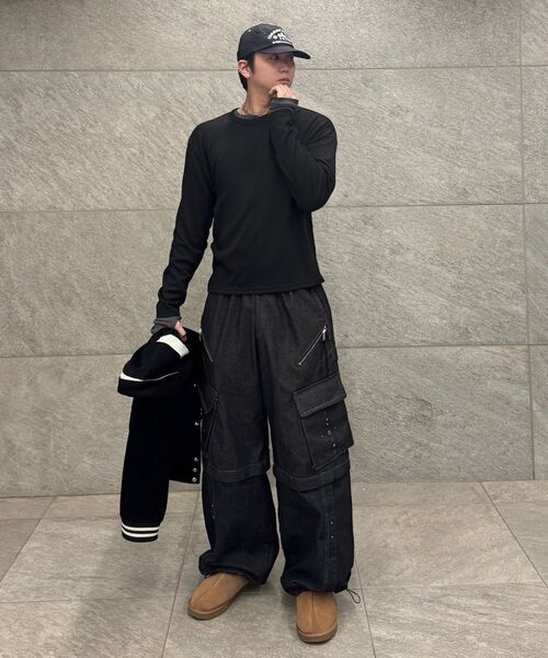 MINAV（ミナブ）の「リブクロップロングスリーブ[ブラック]（Tシャツ/カットソー・メンズ・その他・X-LARGE/MEDIUM/LARGE）」の4枚目の写真