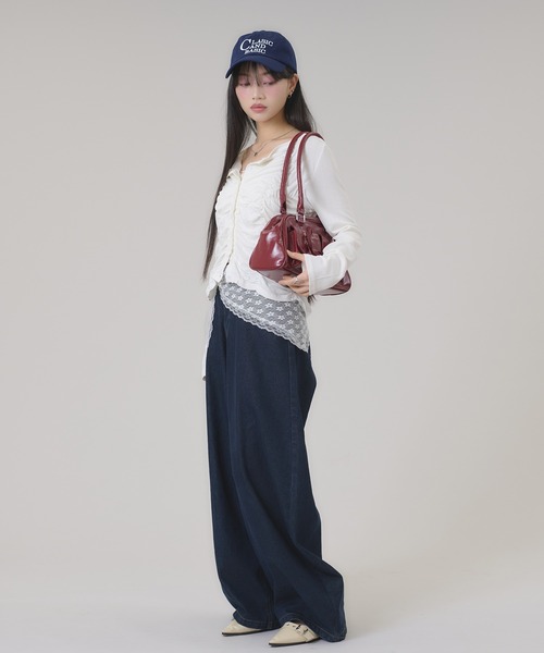 apres jour mignon(アプレジュールミニョン)の「シャーリングカットカーディガン(カーディガン/ボレロ・レディース・ネイビー/杢グレー/オフホワイト・フリー/LARGE)」の13枚目の写真