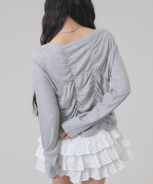 apres jour mignon(アプレジュールミニョン)の「シャーリングカットカーディガン(カーディガン/ボレロ・レディース・ネイビー/杢グレー/オフホワイト・フリー/LARGE)」の20枚目の写真