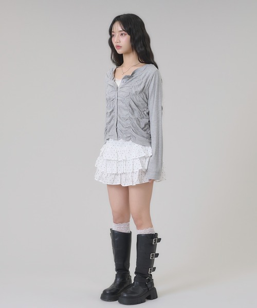 apres jour mignon(アプレジュールミニョン)の「シャーリングカットカーディガン(カーディガン/ボレロ・レディース・ネイビー/杢グレー/オフホワイト・フリー/LARGE)」の22枚目の写真