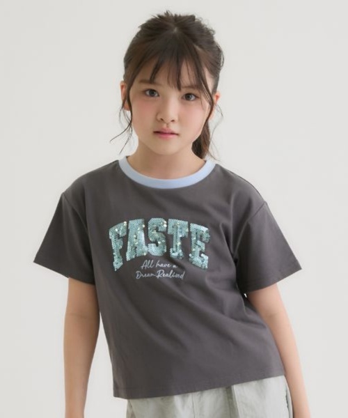 接触冷感】キラキラカレッジリンガー半袖Tシャツ（Tシャツ/カットソー