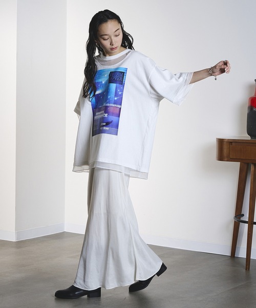 OKIRAKU(オキラク)の「(OKIRAKU×ROSEBUD)MESH MIX GRAPHIC TEE(Tシャツ/カットソー・レディース・ブラック/ホワイト・ONE SIZE)」の9枚目の写真