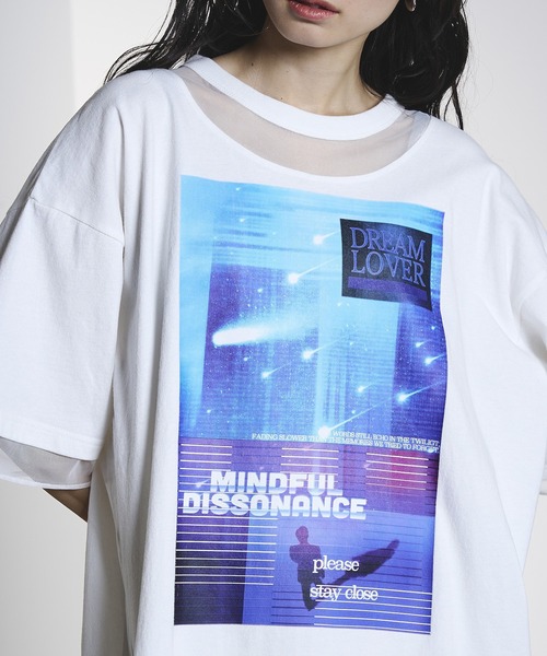 OKIRAKU(オキラク)の「(OKIRAKU×ROSEBUD)MESH MIX GRAPHIC TEE(Tシャツ/カットソー・レディース・ブラック/ホワイト・ONE SIZE)」の11枚目の写真