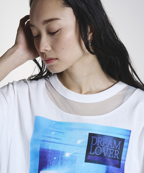 OKIRAKU(オキラク)の「(OKIRAKU×ROSEBUD)MESH MIX GRAPHIC TEE(Tシャツ/カットソー・レディース・ブラック/ホワイト・ONE SIZE)」の12枚目の写真