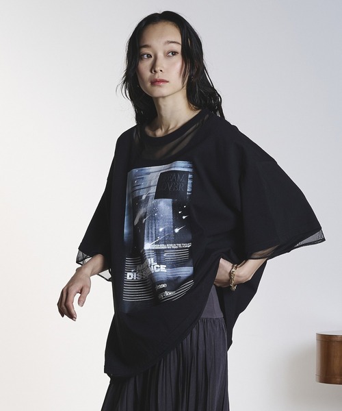 OKIRAKU(オキラク)の「(OKIRAKU×ROSEBUD)MESH MIX GRAPHIC TEE(Tシャツ/カットソー・レディース・ブラック/ホワイト・ONE SIZE)」の16枚目の写真