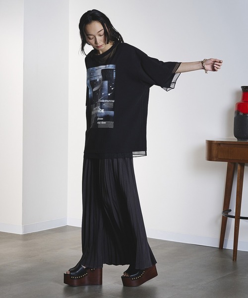 OKIRAKU(オキラク)の「(OKIRAKU×ROSEBUD)MESH MIX GRAPHIC TEE(Tシャツ/カットソー・レディース・ブラック/ホワイト・ONE SIZE)」の20枚目の写真