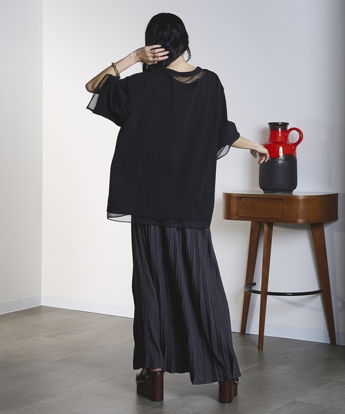 OKIRAKU(オキラク)の「(OKIRAKU×ROSEBUD)MESH MIX GRAPHIC TEE(Tシャツ/カットソー・レディース・ブラック/ホワイト・ONE SIZE)」の3枚目の写真
