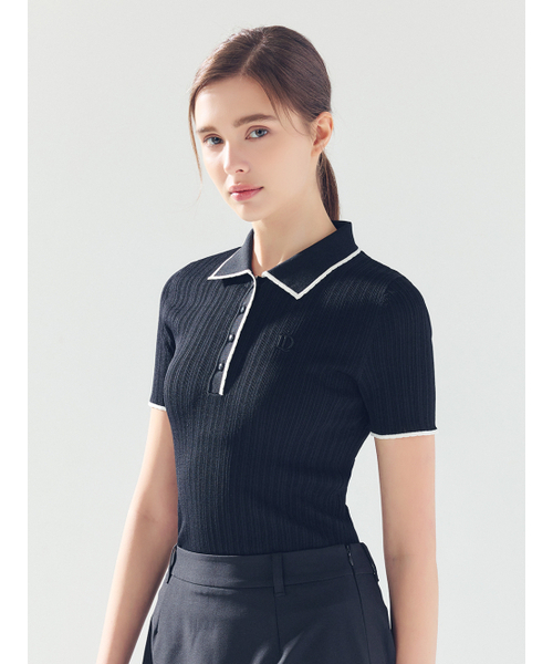 LORDLOAR(ロードロアル)の「スカラップリブカラー ニット ブラック(ニット/セーター・レディース・その他・SMALL/MEDIUM/LARGE)」の1枚目の写真