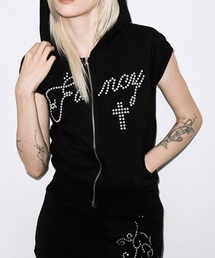 A'GEM/9 × .kom 『FANCY CLUB/ファンシークラブ』HOTFIX PUFF SLEEVE HOOD ZIP-UP/ホットフィックスパフスリーブフードジップアップ