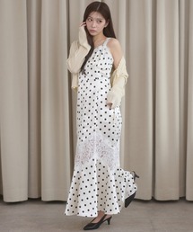 Ambre Neige（アンブルネージュ）の「lace docking dot camisole dress / レースドッキングドットキャミワンピース（ワンピース）」