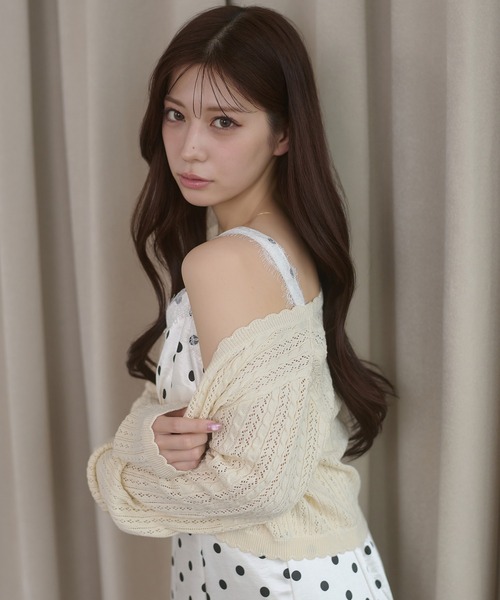Ambre Neige(アンブルネージュ)の「lace docking dot camisole dress / レースドッキングドットキャミワンピース(ワンピース・レディース・ブラック/アイボリー・FREE)」の5枚目の写真