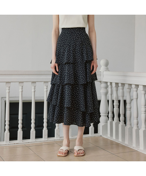 ZEROSTREET（ゼロストリート）の「[2カラー] ドットカンカンフレアスカート（スカート・レディース・アイボリー/ブラック・SMALL/MEDIUM）」の2枚目の写真