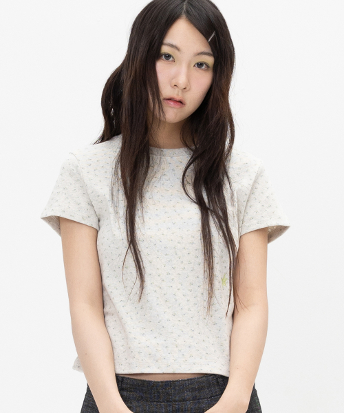 WEBHOUSE（ウェブハウス）の「ツイスタースターエンジェルティ - フラワーグレー（Tシャツ/カットソー・レディース・その他・FREE）」の2枚目の写真