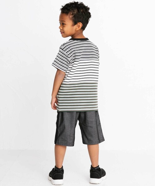 WASK(ワスク)の「マルチボーダー切り替えTシャツ(110~160cm)(Tシャツ/カットソー・キッズ・ブラック系その他・140cm/160cm/130cm/150cm)」の3枚目の写真