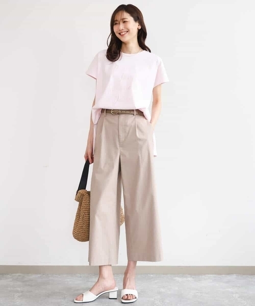 MK MICHEL KLEIN（エムケーミッシェルクラン）の「[洗える]ニュアンスロゴ フレンチスリーブTシャツ（Tシャツ/カットソー・レディース・ピンク/ホワイト・38）」の9枚目の写真
