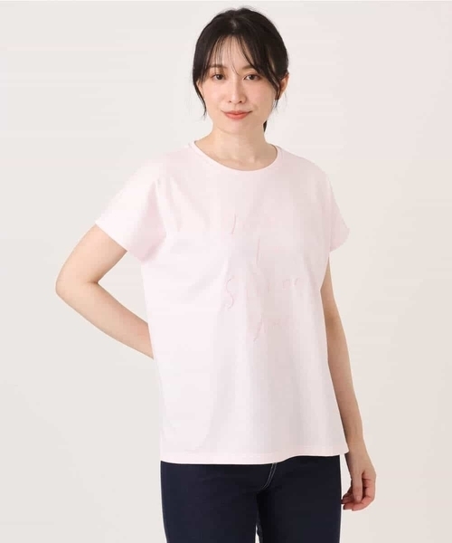 MK MICHEL KLEIN（エムケーミッシェルクラン）の「[洗える]ニュアンスロゴ フレンチスリーブTシャツ（Tシャツ/カットソー・レディース・ピンク/ホワイト・38）」の11枚目の写真