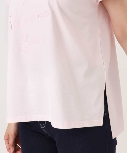 MK MICHEL KLEIN（エムケーミッシェルクラン）の「[洗える]ニュアンスロゴ フレンチスリーブTシャツ（Tシャツ/カットソー・レディース・ピンク/ホワイト・38）」の16枚目の写真