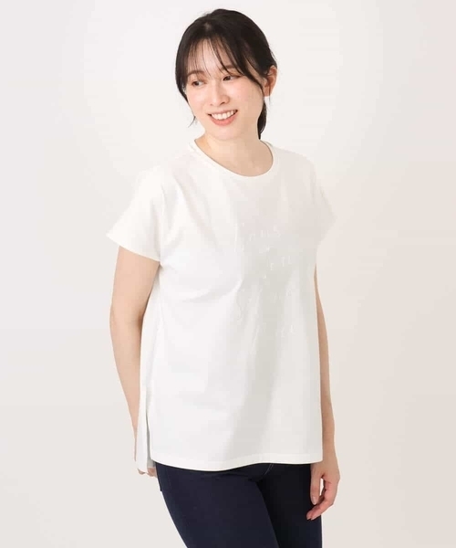 MK MICHEL KLEIN（エムケーミッシェルクラン）の「[洗える]ニュアンスロゴ フレンチスリーブTシャツ（Tシャツ/カットソー・レディース・ピンク/ホワイト・38）」の18枚目の写真