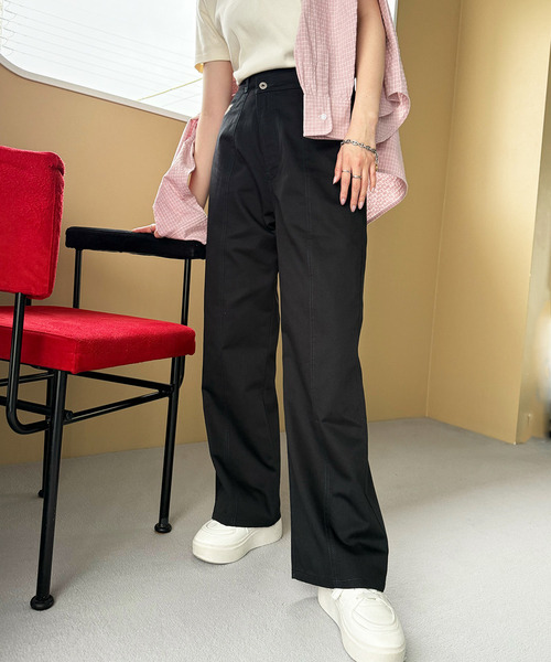 DOUBLE NAME(ダブルネーム)の「クロスウエストデザイン配色ステッチパンツ(その他パンツ・レディース・ベージュ/ブラック・FREE)」の15枚目の写真