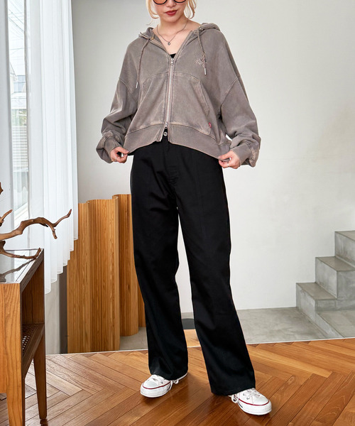 DOUBLE NAME(ダブルネーム)の「クロスウエストデザイン配色ステッチパンツ(その他パンツ・レディース・ベージュ/ブラック・FREE)」の16枚目の写真