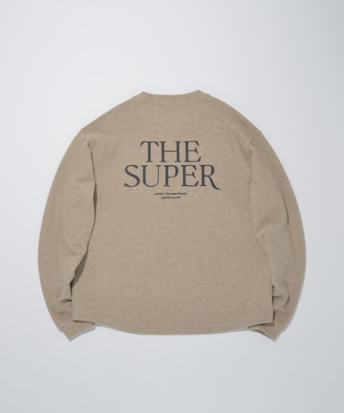SUPERTHANKS（スーパーサンクス）の「ワッフル素材バックプリント　クルーネックロングスリーブ　Waffle crew neck L/S T-shirt (back print)（Tシャツ/カットソー・メンズ・ピンク/グレー/ブラック/ベージュ・L/S/M）」の4枚目の写真