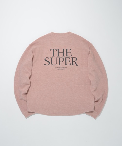 SUPERTHANKS（スーパーサンクス）の「ワッフル素材バックプリント　クルーネックロングスリーブ　Waffle crew neck L/S T-shirt (back print)（Tシャツ/カットソー・メンズ・ピンク/グレー/ブラック/ベージュ・L/S/M）」の22枚目の写真