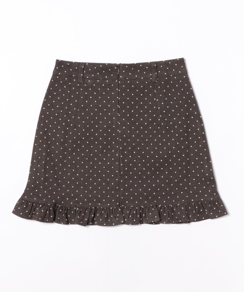Chiina(チーナ)の「Chiina / ドット柄裾フリルミニスカート(スカート・レディース・ライトブラウン/ブラック・MEDIUM/SMALL)」の8枚目の写真