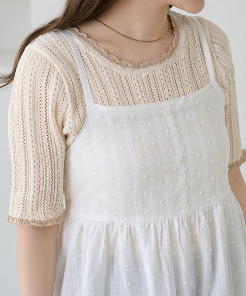 apres jour clair(アプレジュールクレア)の「【apres jour clair】レースデザインキャミチュニック(シャツ/ブラウス・レディース・ブラック/オフホワイト・X-LARGE/フリー)」の3枚目の写真