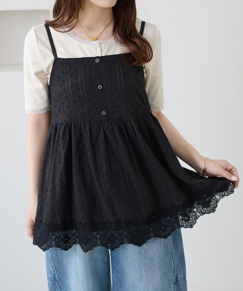 apres jour clair(アプレジュールクレア)の「【apres jour clair】レースデザインキャミチュニック(シャツ/ブラウス・レディース・ブラック/オフホワイト・X-LARGE/フリー)」の16枚目の写真