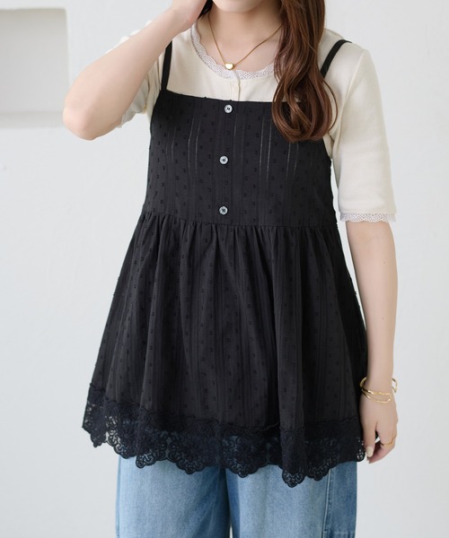 apres jour clair(アプレジュールクレア)の「【apres jour clair】レースデザインキャミチュニック(シャツ/ブラウス・レディース・ブラック/オフホワイト・X-LARGE/フリー)」の17枚目の写真