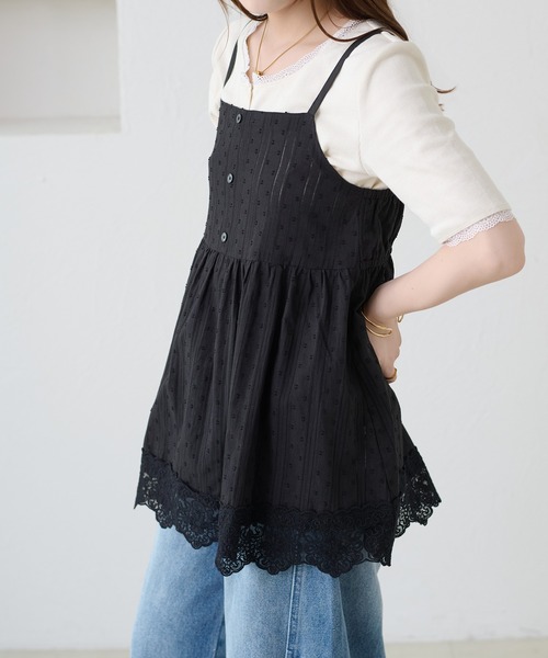 apres jour clair(アプレジュールクレア)の「【apres jour clair】レースデザインキャミチュニック(シャツ/ブラウス・レディース・ブラック/オフホワイト・X-LARGE/フリー)」の20枚目の写真