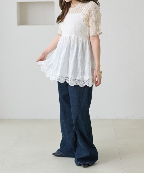 apres jour clair(アプレジュールクレア)の「【apres jour clair】レースデザインキャミチュニック(シャツ/ブラウス・レディース・ブラック/オフホワイト・X-LARGE/フリー)」の6枚目の写真