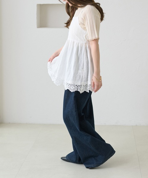 apres jour clair(アプレジュールクレア)の「【apres jour clair】レースデザインキャミチュニック(シャツ/ブラウス・レディース・ブラック/オフホワイト・X-LARGE/フリー)」の14枚目の写真