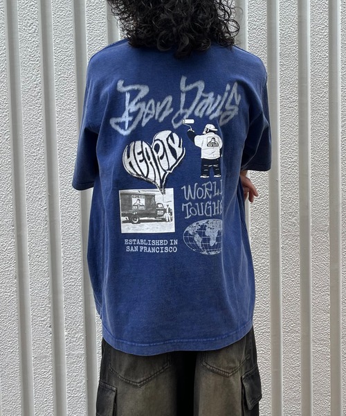 BEN DAVIS（ベンデイビス）の「WEGO/【WEB限定】BENDAVIS ヴィンテージライクT（Tシャツ/カットソー・メンズ・ブラック/ブルー・MEDIUM/LARGE）」の8枚目の写真