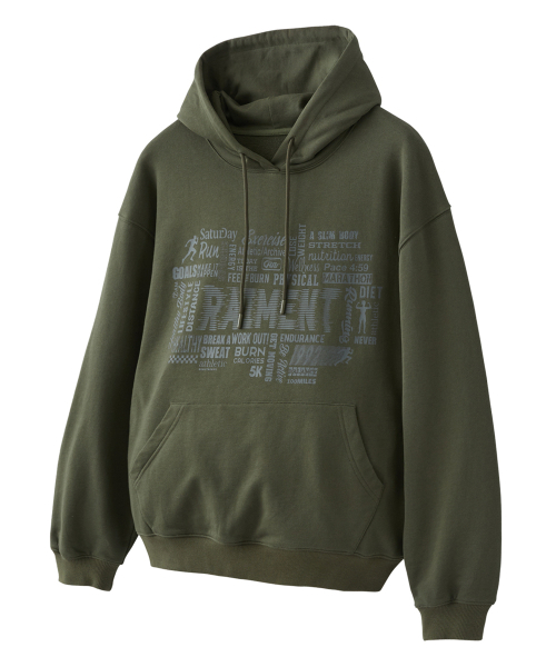 RAIMENT(レイメント)の「ワッフルレタリンググラフィックフードパーカー_カーキ(パーカー・メンズ・その他・SMALL/MEDIUM/LARGE)」の1枚目の写真