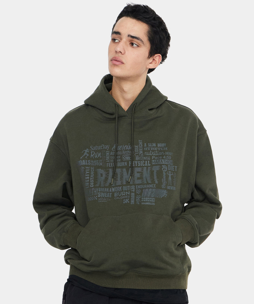 RAIMENT(レイメント)の「ワッフルレタリンググラフィックフードパーカー_カーキ(パーカー・メンズ・その他・SMALL/MEDIUM/LARGE)」の2枚目の写真