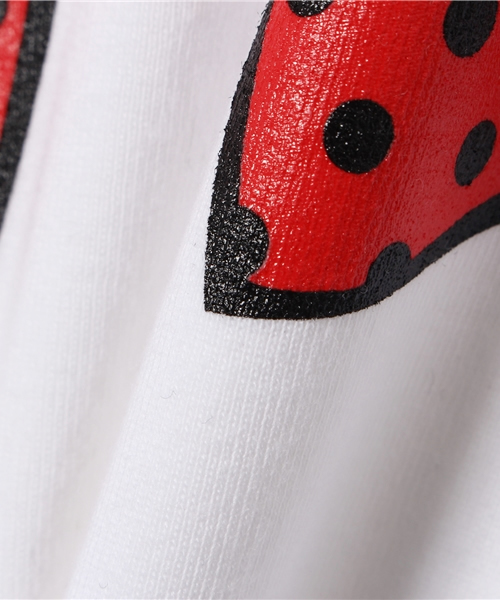 CHUBBYGANG（チャビーギャング）の「袖レース　リボンプリント5分袖Tシャツ（Tシャツ/カットソー・キッズ・ブラック/ホワイト・100/90/110/120/130）」の8枚目の写真