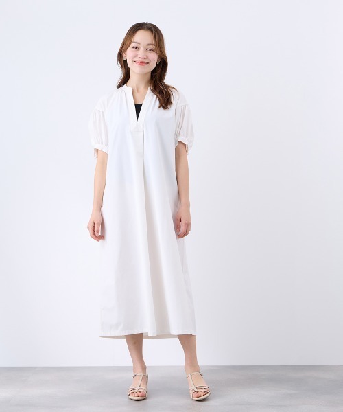 QUEENS COURT(クイーンズコート)の「FLEXIES 4WAYクロススキッパーワンピース(ワンピース・レディース・ブラック/オフホワイト・M)」の1枚目の写真