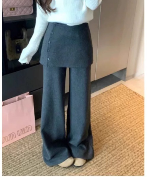 Vini（ヴィニ）の「2WAYレイヤードスカートパンツ（その他パンツ・レディース・グレー/ブラック・MEDIUM）」の2枚目の写真