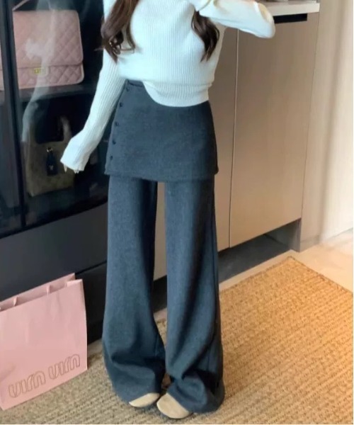 Vini（ヴィニ）の「2WAYレイヤードスカートパンツ（その他パンツ・レディース・グレー/ブラック・MEDIUM）」の3枚目の写真