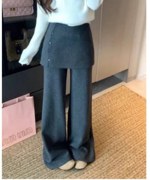 Vini（ヴィニ）の「2WAYレイヤードスカートパンツ（その他パンツ・レディース・グレー/ブラック・MEDIUM）」の7枚目の写真