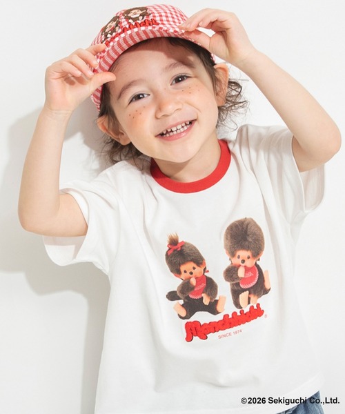 BRANSHES(ブランシェス)の「【モンチッチ】リンガー半袖Tシャツ(Tシャツ/カットソー・キッズ・サックスブルー/オフホワイト・80/100/110/130/120/150/140/90)」の2枚目の写真