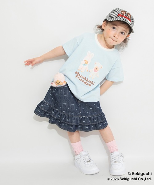 BRANSHES(ブランシェス)の「【モンチッチ】リンガー半袖Tシャツ(Tシャツ/カットソー・キッズ・サックスブルー/オフホワイト・80/100/110/130/120/150/140/90)」の9枚目の写真
