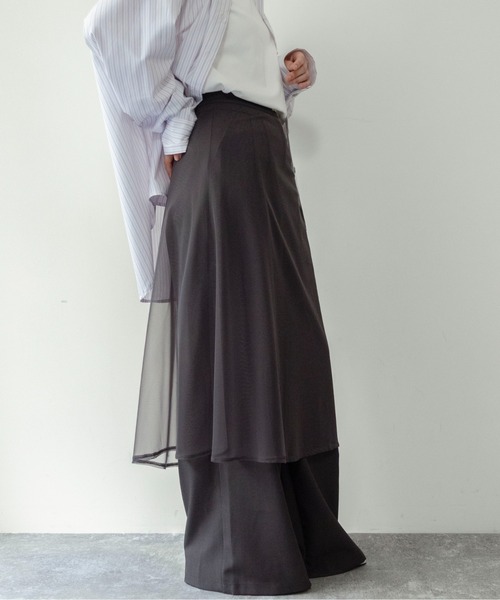 on:nue（オンニュ）の「【on:nue】[着用動画あり！] シアーラップレイヤードツータックパンツ（スラックス・レディース・ダークグレー/ダークベージュ/ブラック・SMALL/MEDIUM）」の21枚目の写真