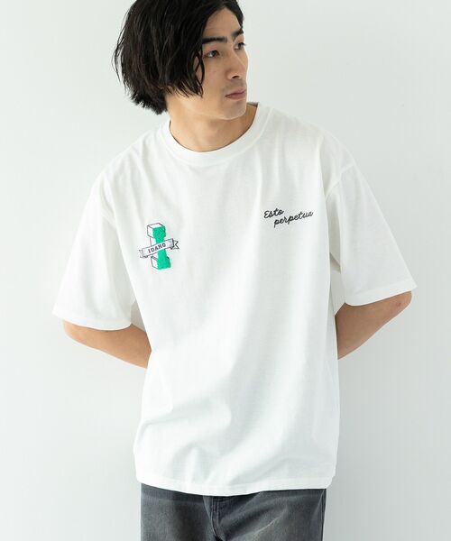 CRAFT STANDARD BOUTIQUE(クラフトスタンダードブティック)の「度詰め天竺サガラ刺繍T(Tシャツ/カットソー・メンズ・ホワイト系その他/ホワイト/ブラック/チャコールグレー・L/LL/M)」の2枚目の写真