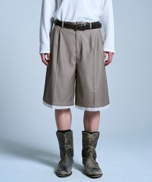 CUT OFF LAYERED SLACKS SHORTS / カットオフレイヤードスラックスショーツ