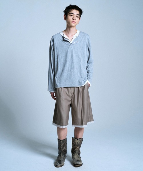 CAMPHOR WOOD(カンファーウッド)の「CUT OFF LAYERED SLACKS SHORTS / カットオフレイヤードスラックスショーツ(スラックス・メンズ・グレー/ブラック/アイボリー・MEDIUM/LARGE/SMALL)」の7枚目の写真