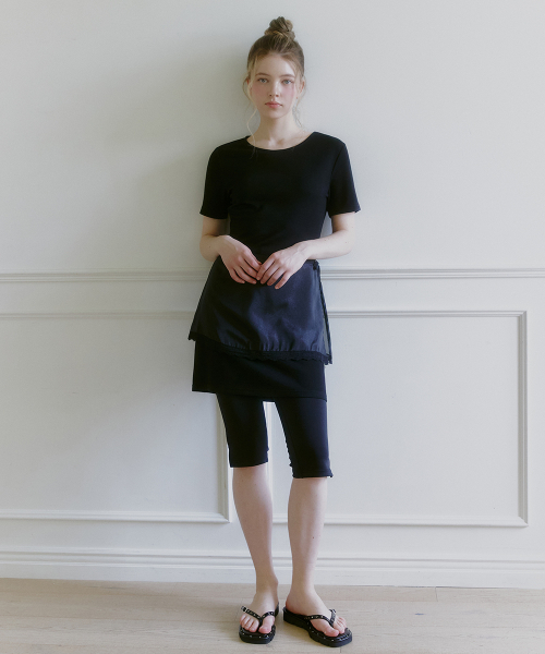 MICANE(ミケーネ)の「ビタショーツスリーブドレス-ラップスカートセットアップ(ワンピース・レディース・ブラック・MEDIUM/LARGE/X-LARGE/X-SMALL/SMALL)」の3枚目の写真
