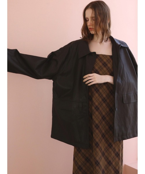 miies miim(ミーエスミーム)の「soft leather over jacket(テーラードジャケット・レディース・ブラウン/ブラック・FREE)」の1枚目の写真